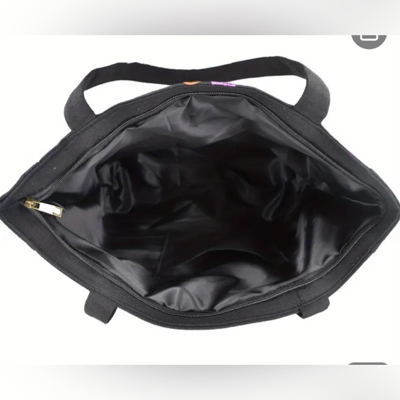 Tropical Embroidered Women’s Tote Bag with Zipper and Lining - Picture 3 of 3